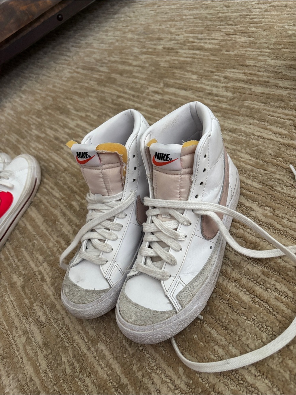Nike Women’s High-Top Sneakers in White, Pink, and Yellow